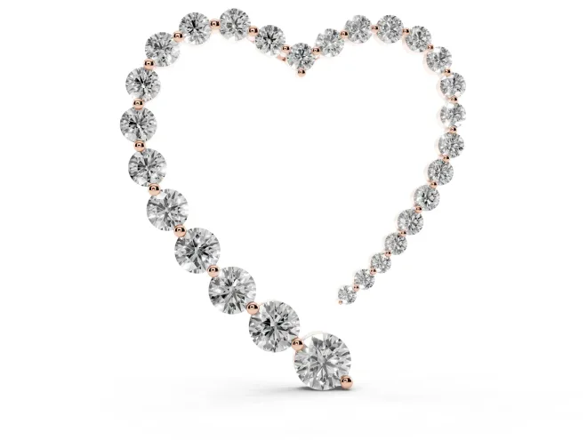 Round Lab-Grown Diamond Open Heart Pendant Necklace | Stone Outline | Rose Gold