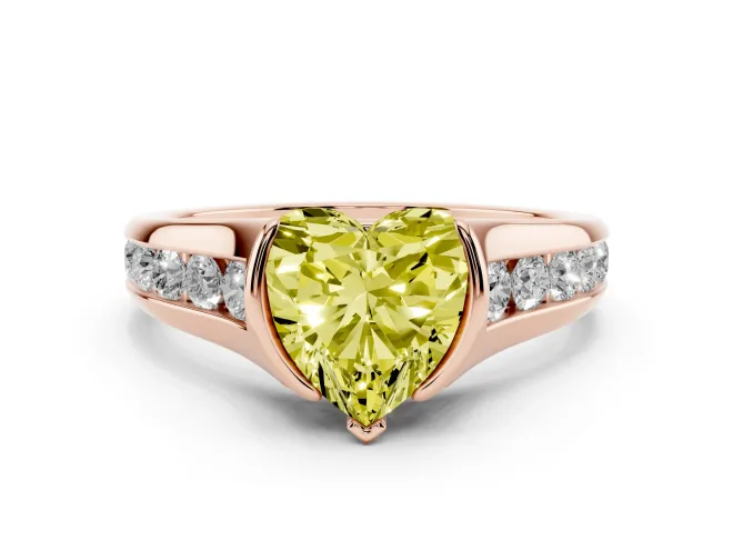 Heart-Shaped Half Bezel Engagement Ring Setting for a Fancy Yellow Lab-Grown Diamond | Rose Gold