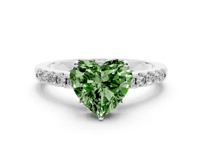 Heart-Shaped Engagement Ring Setting for a Fancy Green Lab-Grown Diamond | White Gold - Design NV-24649
