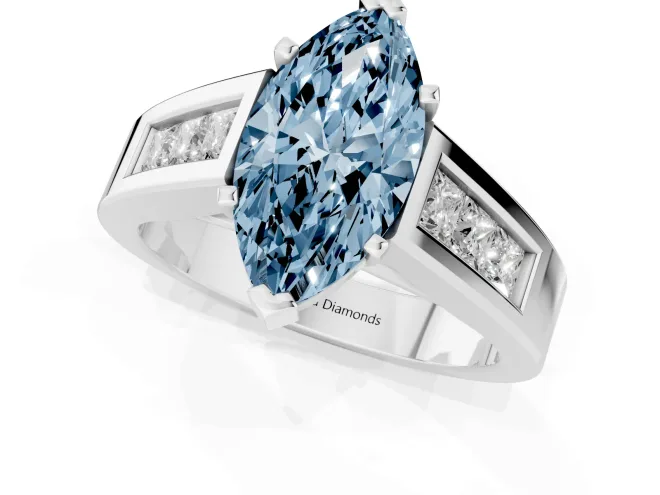 Marquise Channel-Set Engagement Ring Setting for a Fancy Blue Lab-Grown Diamond | Sterling Silver – second view