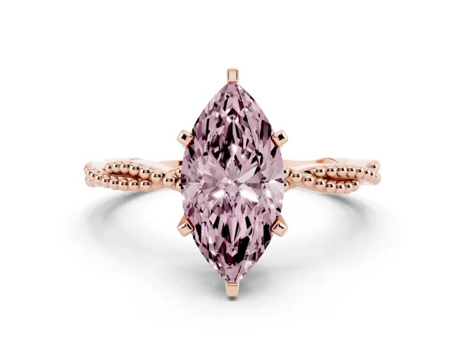 Marquise Twisted Solitaire Engagement Ring Setting for a Fancy Pink Lab-Grown Diamond | Rose Gold