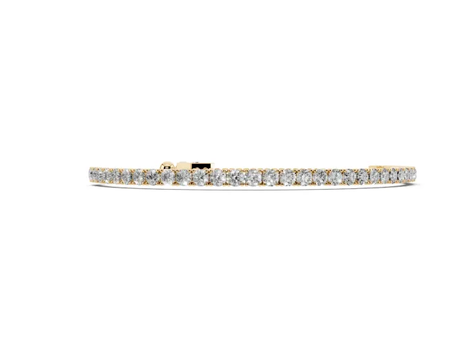 Round Lab-Grown Diamond Tennis Bracelet | Corner Prong Settings | Yellow Gold