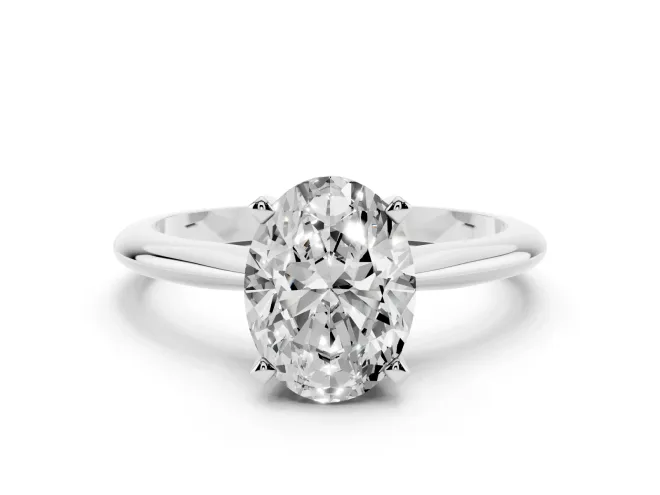 Oval Plain Knife-Edge Solitaire Engagement Ring Setting | Claw Prongs | White Gold