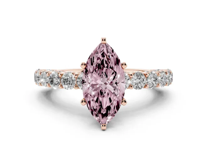 Marquise Shared Prong Engagement Ring Setting for a Fancy Pink Lab-Grown Diamond | Rose Gold