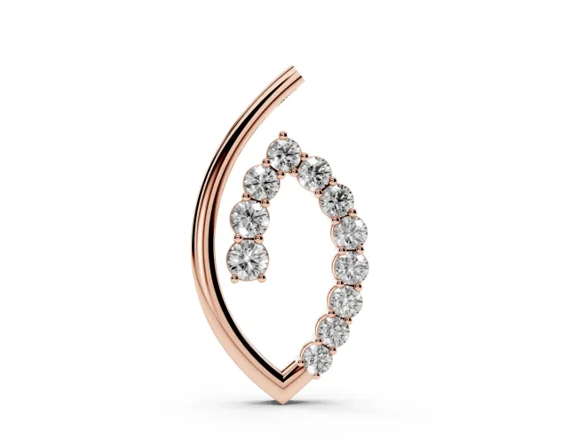 Round Lab-Grown Diamond Marquise Outline Pendant Necklace | Open Leaf Shape | Rose Gold