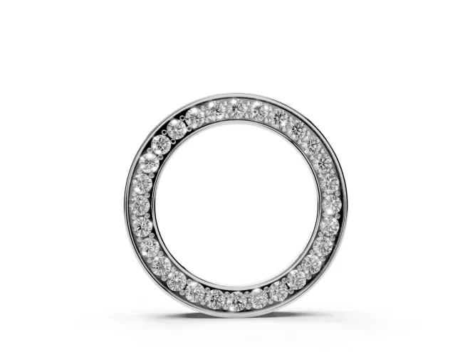 Round Lab-Grown Diamond Pavé Circle Pendant Necklace | Polished Rails | White Gold