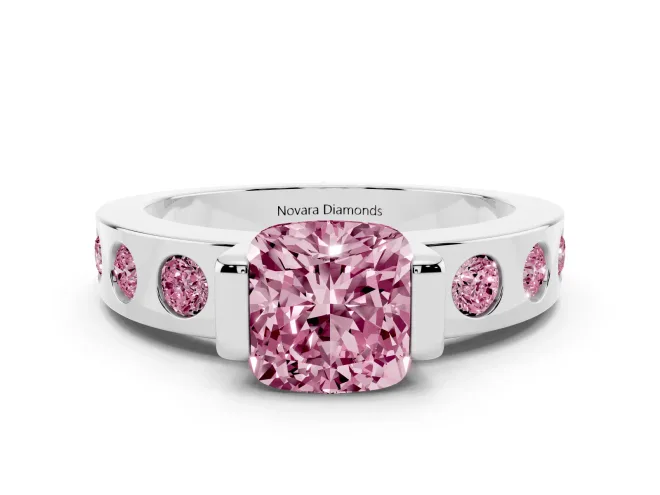 Cushion Cut Tension Style Engagement Ring Setting for a Fancy Pink Lab-Grown Diamond | White Gold