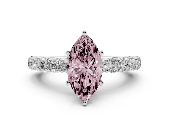Marquise Shared Prong Engagement Ring Setting for a Fancy Pink Lab-Grown Diamond | White Gold