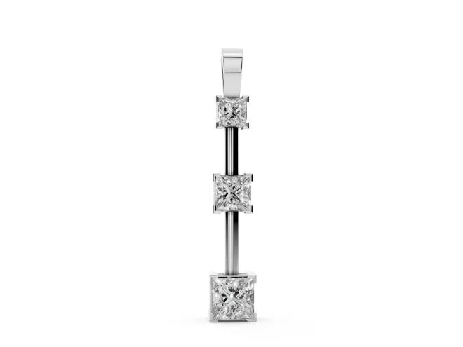 Princess Cut Lab-Grown Diamond Graduated Bar Pendant Necklace | Spaced Settings | White Gold
