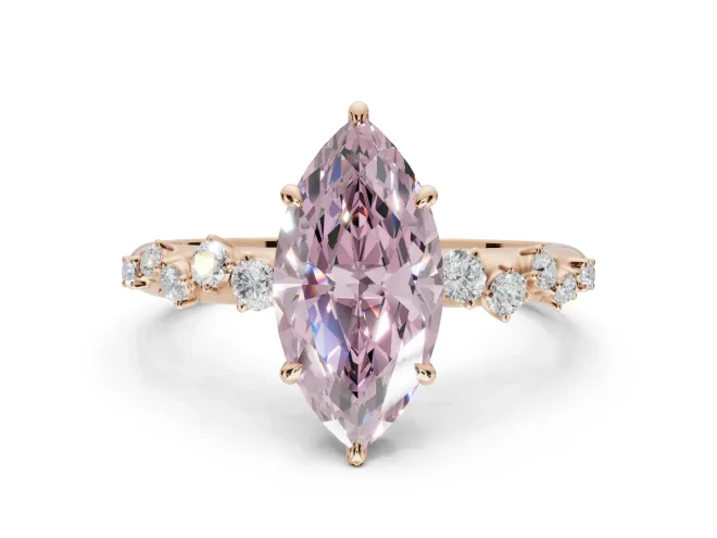 Marquise Graduated Solitaire Engagement Ring Setting for a Fancy Pink Lab-Grown Diamond | Rose Gold