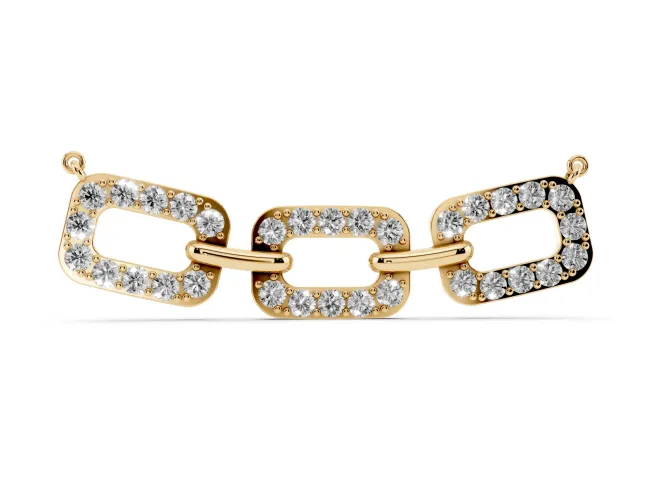 Round Lab-Grown Diamond Pavé Cushion Link Pendant Necklace | Shared Prongs | Yellow Gold
