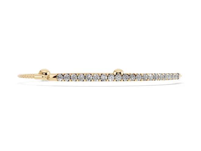 Round Lab-Grown Diamond Bar Chain Bracelet | Shared Prong Row | Yellow Gold