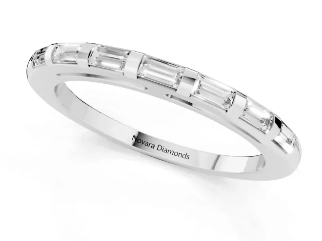 Baguette Diamond Continuous Channel Eternity Band Set in Platinum with Polished Walls – second view