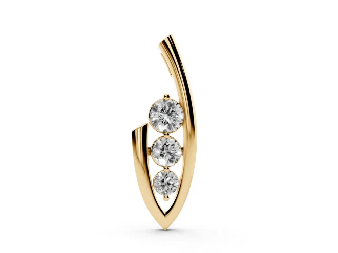 Round Lab-Grown Diamond Graduated Three-Stone Curved Frame Pendant | Open Frame | Yellow Gold