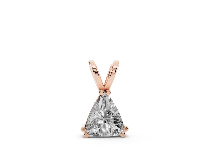 Trillion Cut Diamond Solitaire Pendant Set in Rose gold with Double Prong Setting