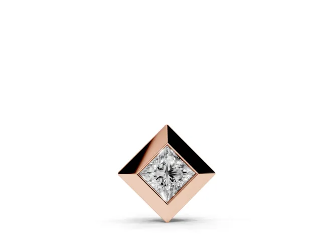 Princess Cut Lab-Grown Diamond Bezel Solitaire Pendant Necklace | Beveled Frame | Rose Gold