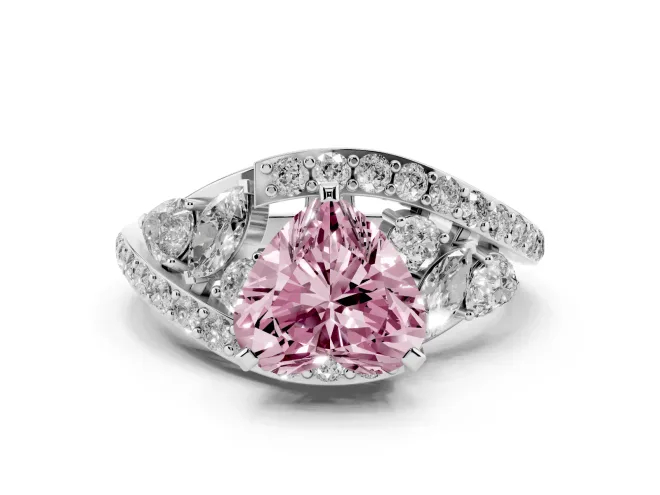 Heart-Shaped Bypass Pavé Engagement Ring Setting for a Fancy Pink Lab-Grown Diamond | White Gold