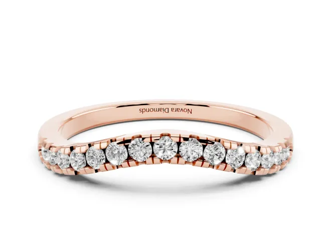 Round Lab-Grown Diamond Pavé Contour Wedding Band | Shared Prongs | Rose Gold