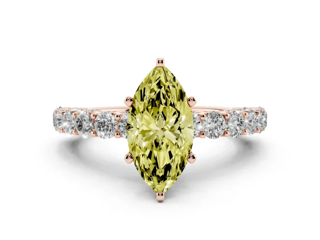 Marquise Shared Prong Engagement Ring Setting for a Fancy Yellow Lab-Grown Diamond | Rose Gold