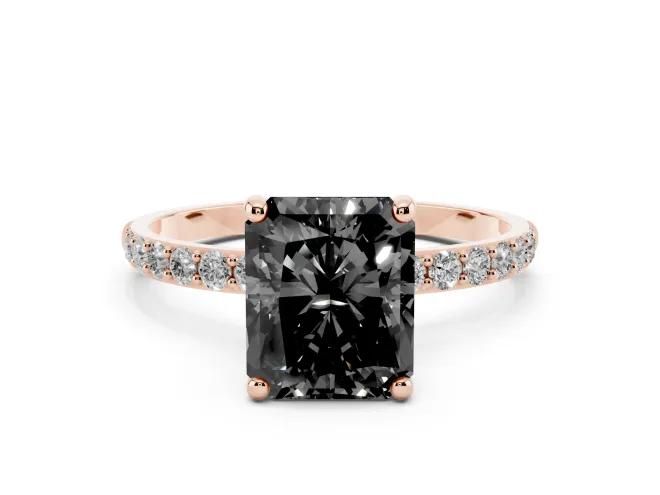 Radiant Cut Pavé Solitaire Engagement Ring Setting | Rose Gold