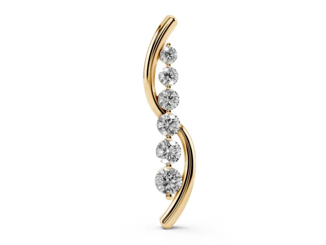 Round Lab-Grown Diamond Graduated S-Curve Pendant Necklace | Ribbon Detail | Yellow Gold