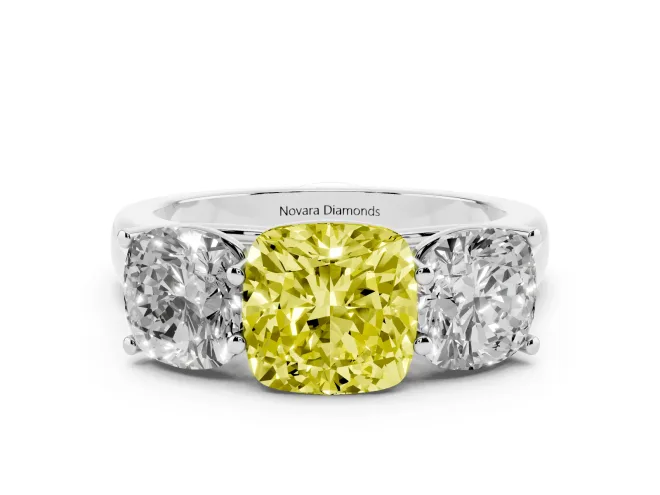 Cushion Cut Engagement Ring Setting for a Fancy Yellow Lab-Grown Diamond | Sterling Silver - Design NV-24908