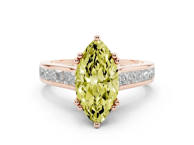 Marquise Channel Engagement Ring Setting for a Fancy Yellow Lab-Grown Diamond | Rose Gold - Design NV-24671