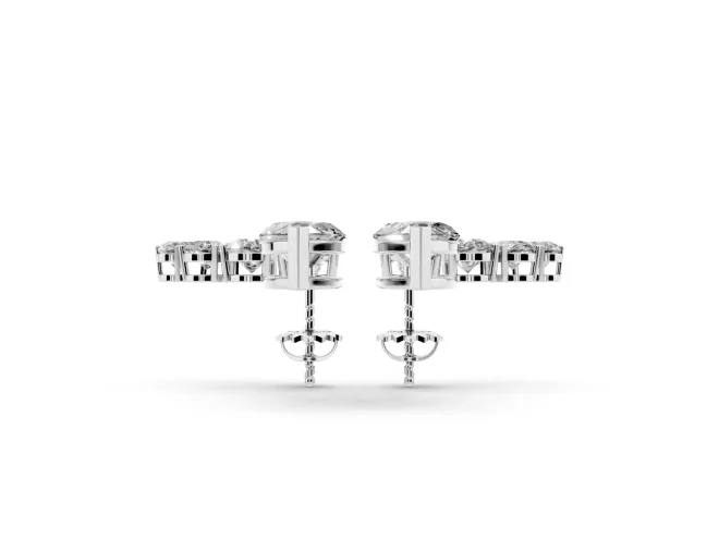 Marquise Lab-Grown Diamond Graduated Ear Climber Earrings | Pear-Shaped Accents | Platinum