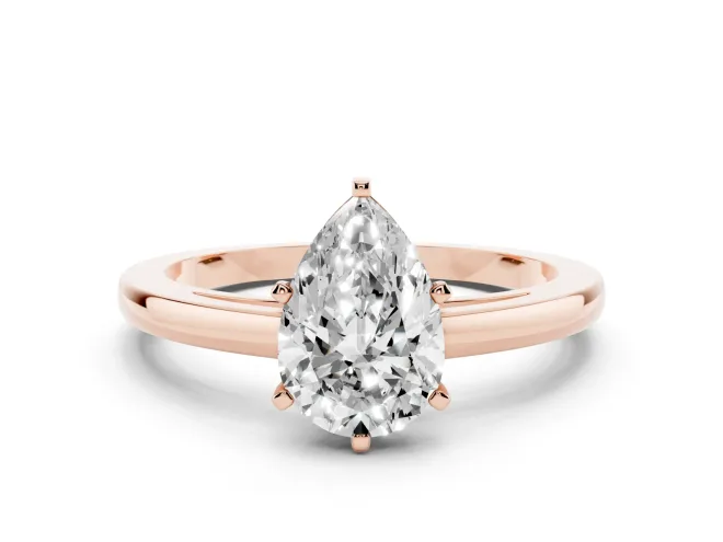 Pear-Shaped Solitaire Engagement Ring Setting | Basket Rail | Rose Gold