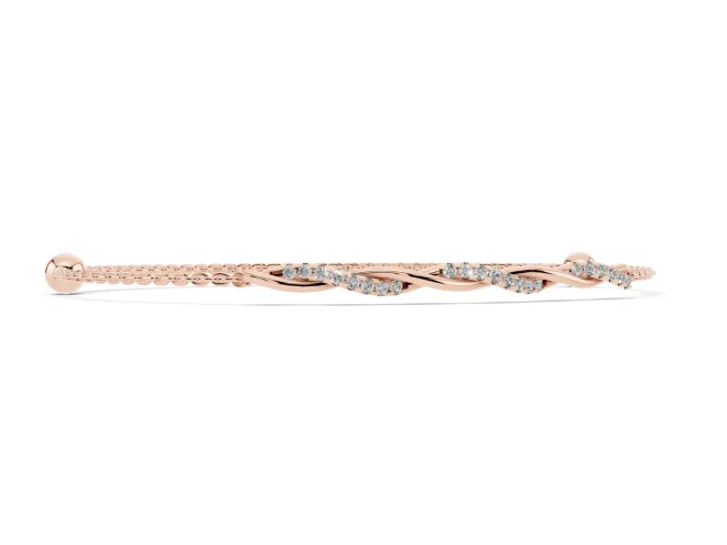 Round Lab-Grown Diamond Twisted Cable Chain Bracelet | Prong-Set Strands | Rose Gold