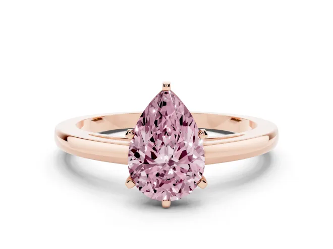 Pear-Shaped Plain Engagement Ring Setting for a Fancy Pink Lab-Grown Diamond | Rose Gold
