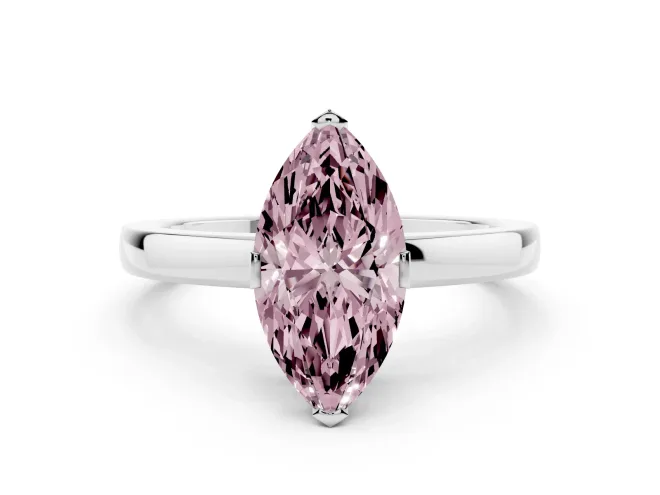 Marquise Tab Prong Solitaire Engagement Ring Setting for a Fancy Pink Lab-Grown Diamond | White Gold