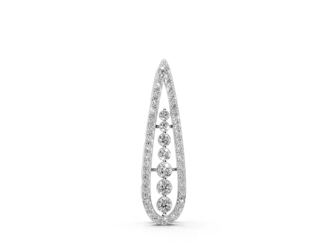 Round Lab-Grown Diamond Graduated Pavé Teardrop Pendant Necklace | Open Frame | White Gold