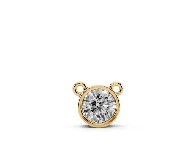 Round Lab-Grown Diamond Bezel Solitaire Pendant Necklace | Side Loop Bail | Yellow Gold
