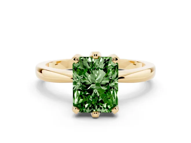 Radiant Cut Engagement Ring Setting for a Fancy Green Lab-Grown Diamond | Yellow Gold - Design NV-24888