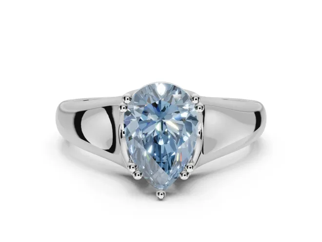 Pear-Shaped Double Claw Solitaire Engagement Ring Setting for a Fancy Blue Lab-Grown Diamond | Platinum