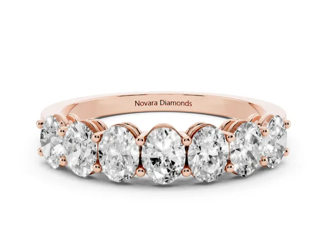Oval Lab-Grown Diamond Half Eternity Band | Shared Prongs | Rose Gold