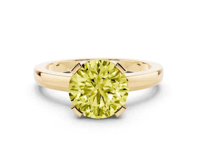 Round Tab Prong Solitaire Engagement Ring Setting for a Fancy Yellow Lab-Grown Diamond | Yellow Gold