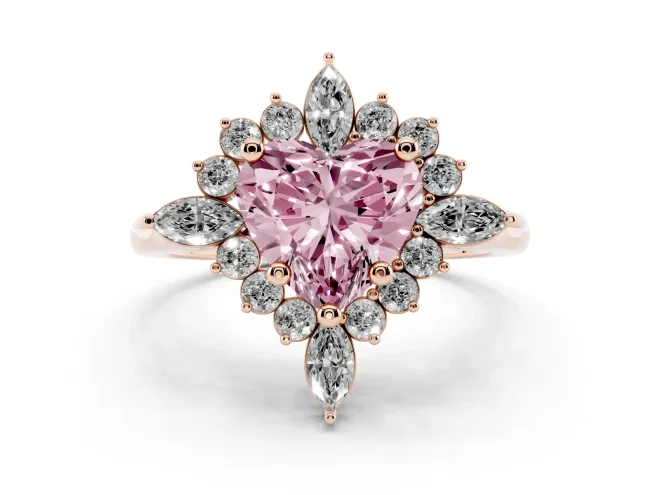 Heart-Shaped Engagement Ring Setting for a Fancy Pink Lab-Grown Diamond | Rose Gold - Design NV-24790