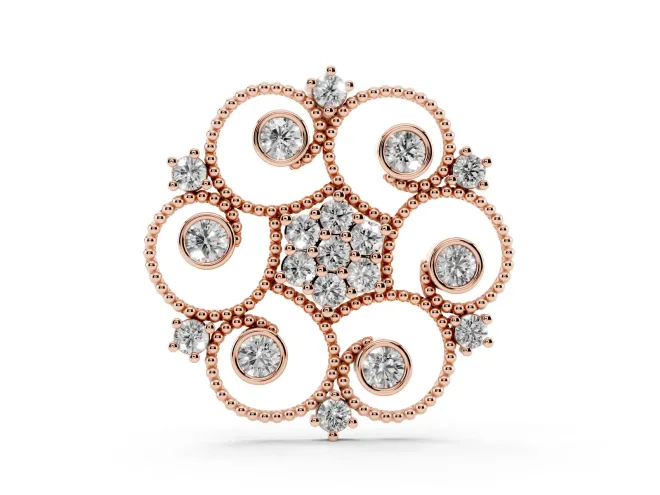 Round Lab-Grown Diamond Milgrain Flower Medallion Pendant Necklace | Bezel Petals | Rose Gold