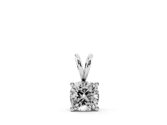 Cushion Cut Lab-Grown Diamond Solitaire Pendant Necklace | Split Bail | White Gold