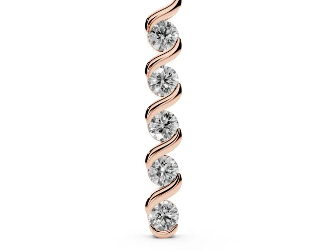 Round Lab-Grown Diamond Twist Spiral Pendant Necklace | Wrapped Ribbon | Rose Gold