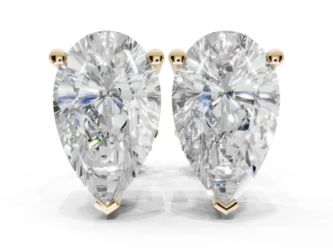 Heart-Shaped Lab-Grown Diamond Solitaire Basket Stud Earrings | Open Gallery | Yellow Gold