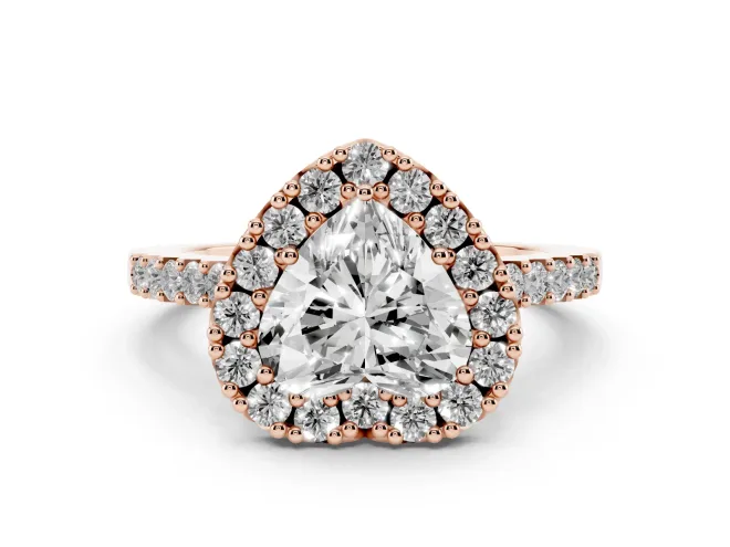 Heart-Shaped Halo Engagement Ring Setting | Single Row Pavé Band | Rose Gold