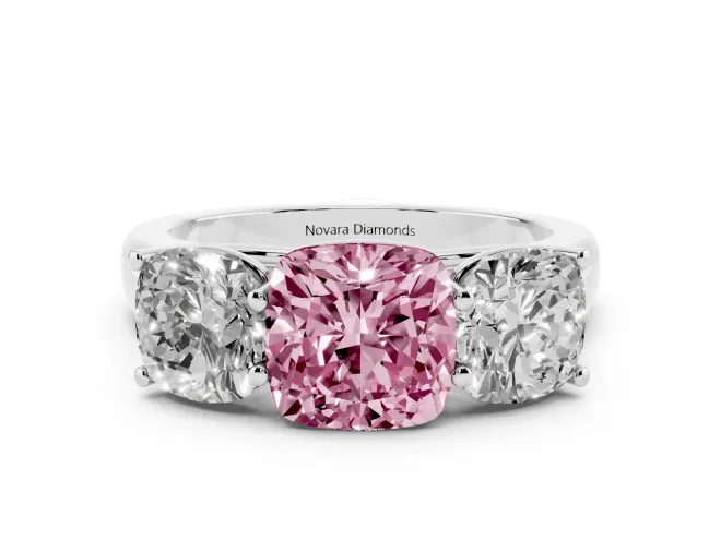 Cushion Cut Engagement Ring Setting for a Fancy Pink Lab-Grown Diamond | Sterling Silver - Design NV-24908