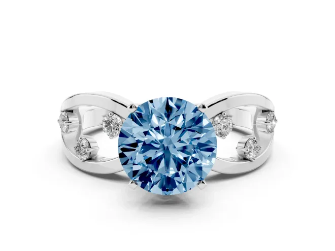 Round Loop Engagement Ring Setting for a Fancy Blue Lab-Grown Diamond | Sterling Silver