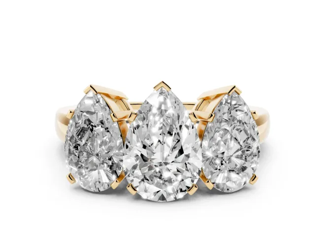 Pear-Shaped Three Stone Engagement Ring Setting | Large Side Stones | Yellow Gold