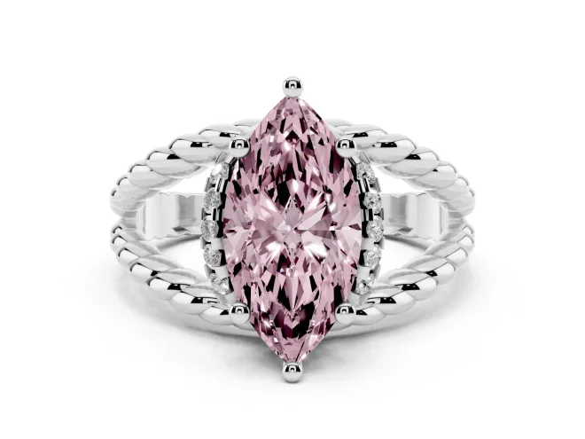 Marquise Rope Split Shank Engagement Ring Setting for a Fancy Pink Lab-Grown Diamond | White Gold