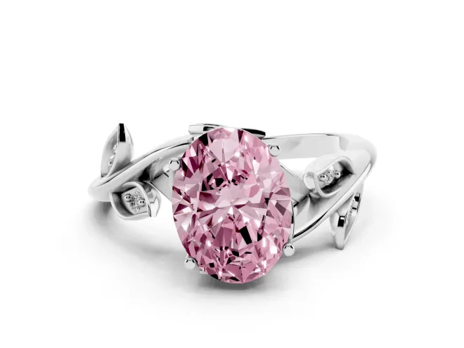 Oval Twisted Bypass Engagement Ring Setting for a Fancy Pink Lab-Grown Diamond | White Gold
