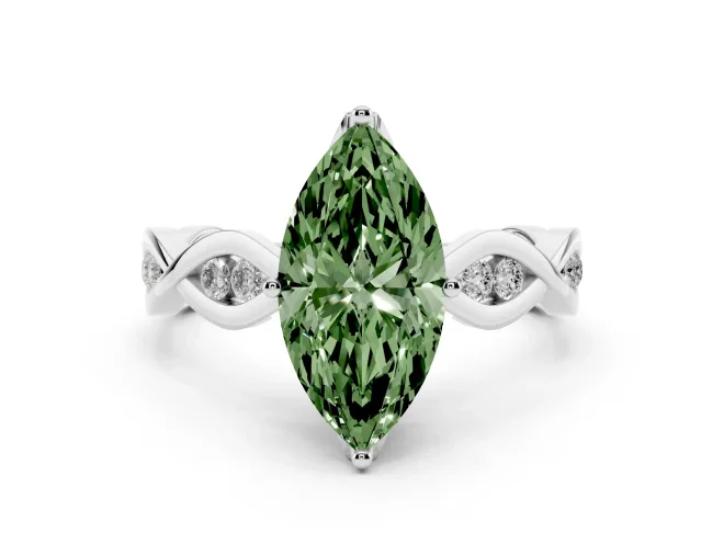 Marquise Twisted Infinity Engagement Ring Setting for a Fancy Green Lab-Grown Diamond | Sterling Silver